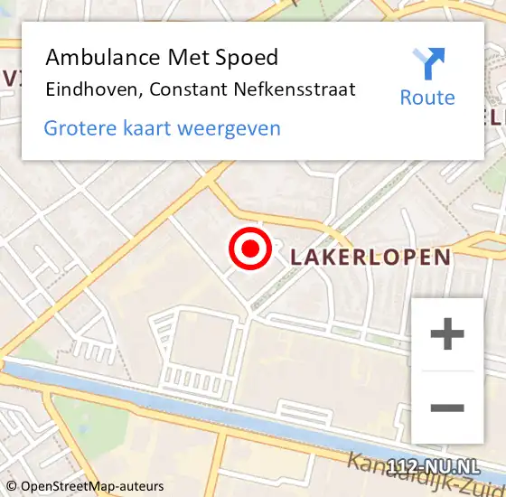 Locatie op kaart van de 112 melding: Ambulance Met Spoed Naar Eindhoven, Constant Nefkensstraat op 19 maart 2017 18:19