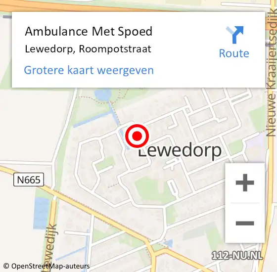 Locatie op kaart van de 112 melding: Ambulance Met Spoed Naar Lewedorp, Roompotstraat op 20 maart 2017 04:30