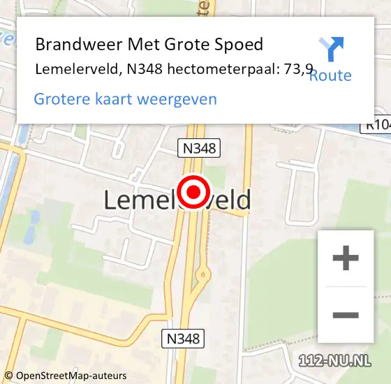 Locatie op kaart van de 112 melding: Brandweer Met Grote Spoed Naar Lemelerveld, N348 hectometerpaal: 73,9 op 20 maart 2017 06:34