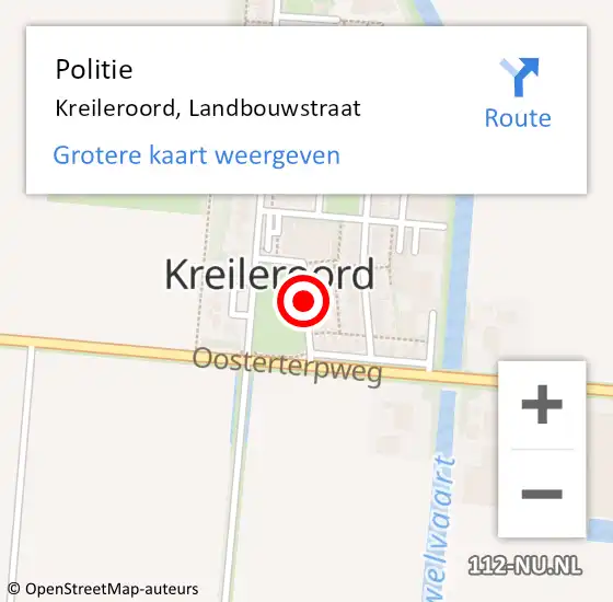 Locatie op kaart van de 112 melding: Politie Kreileroord, Landbouwstraat op 20 maart 2017 10:45