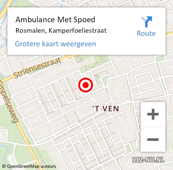 Locatie op kaart van de 112 melding: Ambulance Met Spoed Naar Rosmalen, Kamperfoeliestraat op 20 maart 2017 13:20