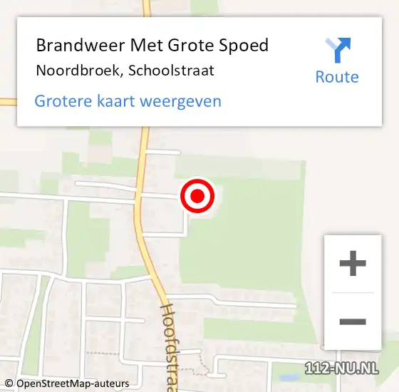 Locatie op kaart van de 112 melding: Brandweer Met Grote Spoed Naar Noordbroek, Schoolstraat op 19 september 2013 11:08