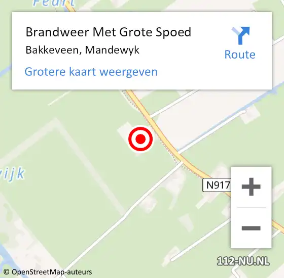 Locatie op kaart van de 112 melding: Brandweer Met Grote Spoed Naar Bakkeveen, Mandewyk op 14 januari 2014 14:48