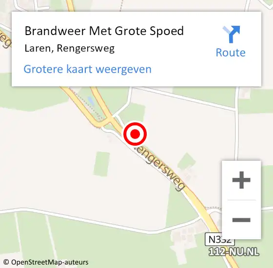 Locatie op kaart van de 112 melding: Brandweer Met Grote Spoed Naar Laren, Rengersweg op 21 maart 2017 14:36