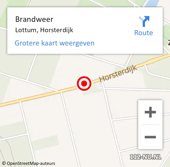 Locatie op kaart van de 112 melding: Brandweer Lottum, Horsterdijk op 21 maart 2017 14:54