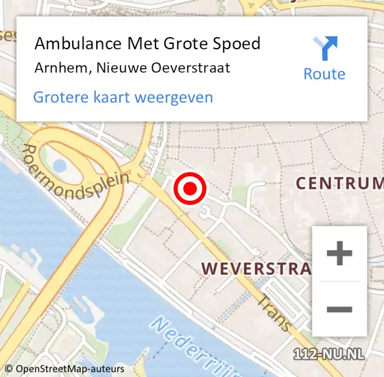 Locatie op kaart van de 112 melding: Ambulance Met Grote Spoed Naar Arnhem, Nieuwe Oeverstraat op 14 januari 2014 15:47