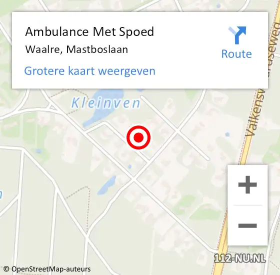 Locatie op kaart van de 112 melding: Ambulance Met Spoed Naar Waalre, Mastboslaan op 21 maart 2017 17:23