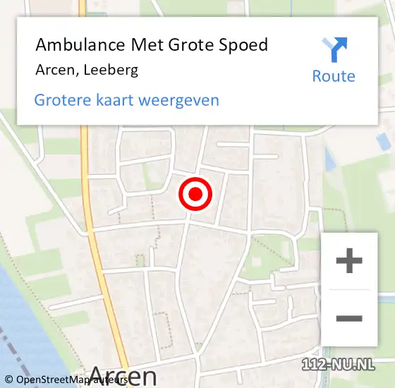 Locatie op kaart van de 112 melding: Ambulance Met Grote Spoed Naar Arcen, Leeberg op 21 maart 2017 18:10