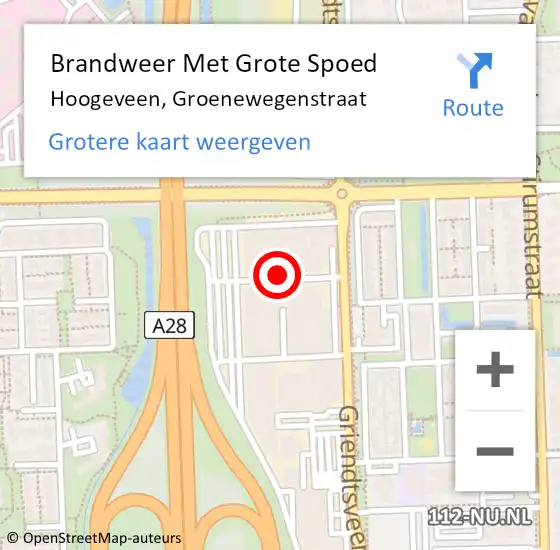 Locatie op kaart van de 112 melding: Brandweer Met Grote Spoed Naar Hoogeveen, Groenewegenstraat op 14 januari 2014 16:01