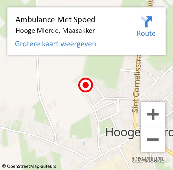 Locatie op kaart van de 112 melding: Ambulance Met Spoed Naar Hooge Mierde, Maasakker op 22 maart 2017 03:29