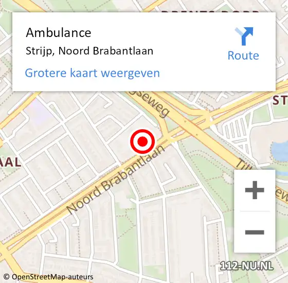 Locatie op kaart van de 112 melding: Ambulance Strijp, Noord Brabantlaan op 22 maart 2017 09:21