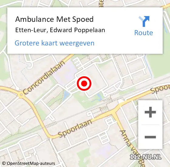Locatie op kaart van de 112 melding: Ambulance Met Spoed Naar Etten-Leur, Edward Poppelaan op 22 maart 2017 10:21