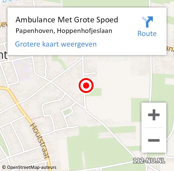 Locatie op kaart van de 112 melding: Ambulance Met Grote Spoed Naar Papenhoven, Hoppenhofjeslaan op 14 januari 2014 18:02