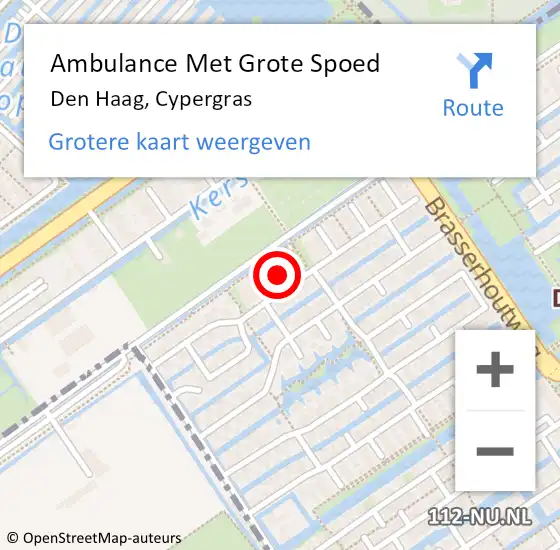 Locatie op kaart van de 112 melding: Ambulance Met Grote Spoed Naar Den Haag, Cypergras op 23 maart 2017 00:09