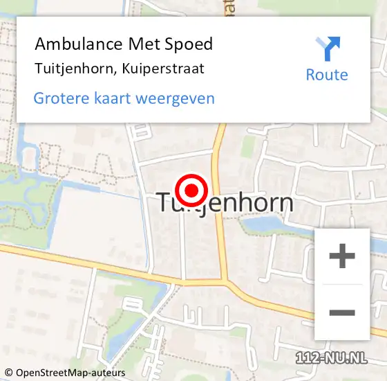 Locatie op kaart van de 112 melding: Ambulance Met Spoed Naar Tuitjenhorn, Kuiperstraat op 23 maart 2017 04:28