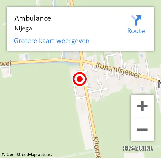 Locatie op kaart van de 112 melding: Ambulance Nijega op 23 maart 2017 07:16