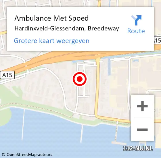 Locatie op kaart van de 112 melding: Ambulance Met Spoed Naar Hardinxveld-Giessendam, Breedeway op 23 maart 2017 08:37