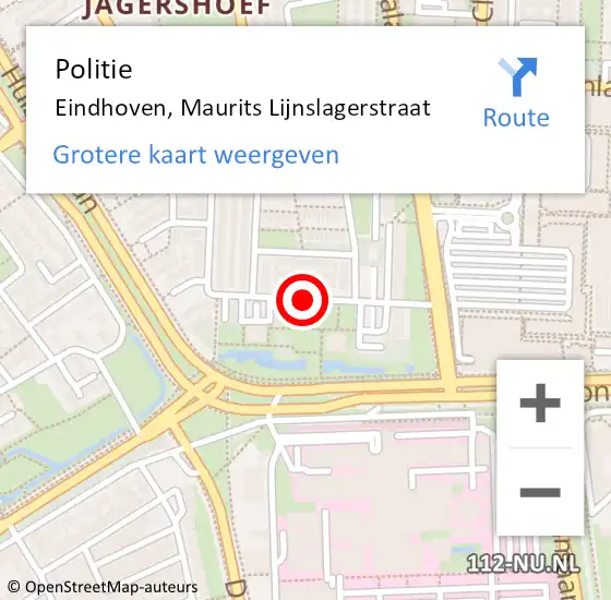 Locatie op kaart van de 112 melding: Politie Eindhoven, Maurits Lijnslagerstraat op 23 maart 2017 11:35