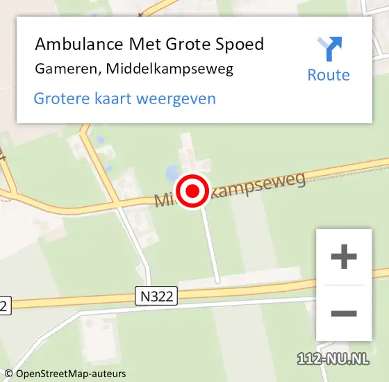 Locatie op kaart van de 112 melding: Ambulance Met Grote Spoed Naar Gameren, Middelkampseweg op 23 maart 2017 13:22