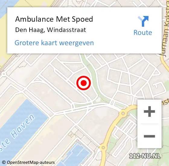 Locatie op kaart van de 112 melding: Ambulance Met Spoed Naar Den Haag, Windasstraat op 23 maart 2017 21:23