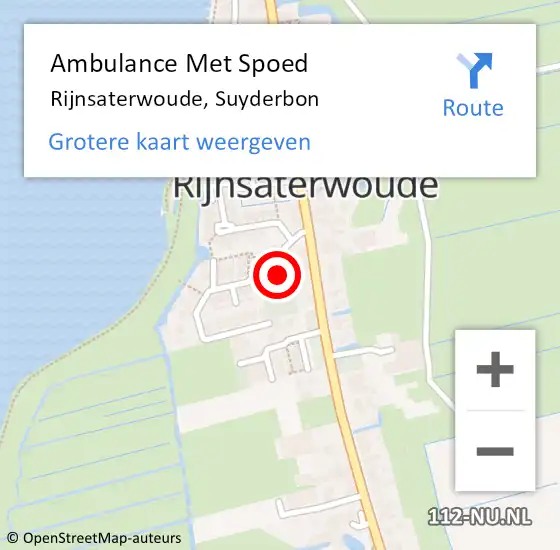 Locatie op kaart van de 112 melding: Ambulance Met Spoed Naar Rijnsaterwoude, Suyderbon op 24 maart 2017 03:35