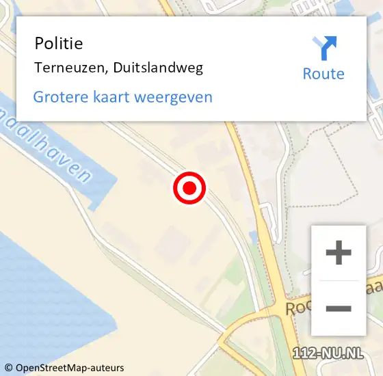 Locatie op kaart van de 112 melding: Politie Terneuzen, Duitslandweg op 24 maart 2017 07:31