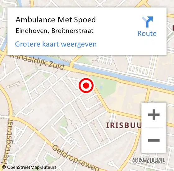 Locatie op kaart van de 112 melding: Ambulance Met Spoed Naar Eindhoven, Breitnerstraat op 24 maart 2017 08:49