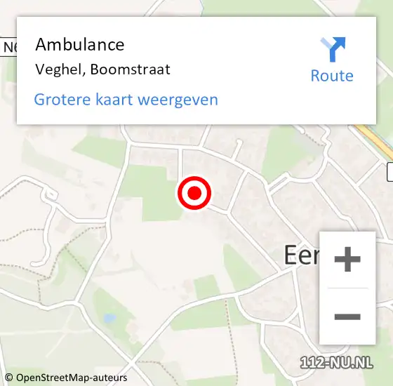 Locatie op kaart van de 112 melding: Ambulance Veghel, Boomstraat op 24 maart 2017 09:43