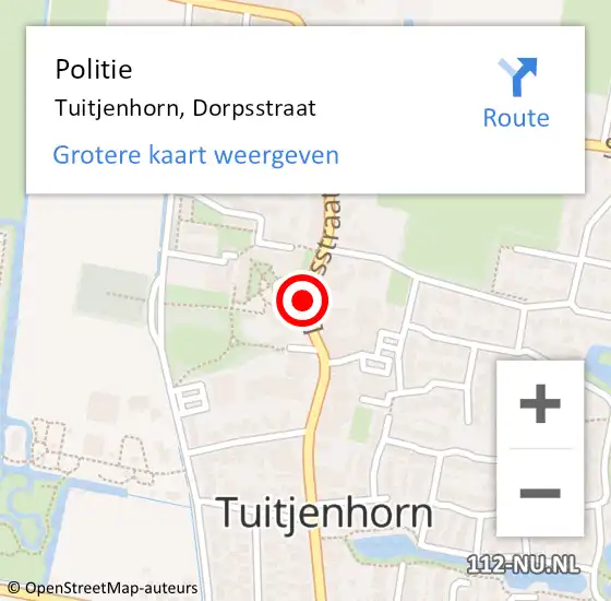 Locatie op kaart van de 112 melding: Politie Tuitjenhorn, Dorpsstraat op 24 maart 2017 18:17