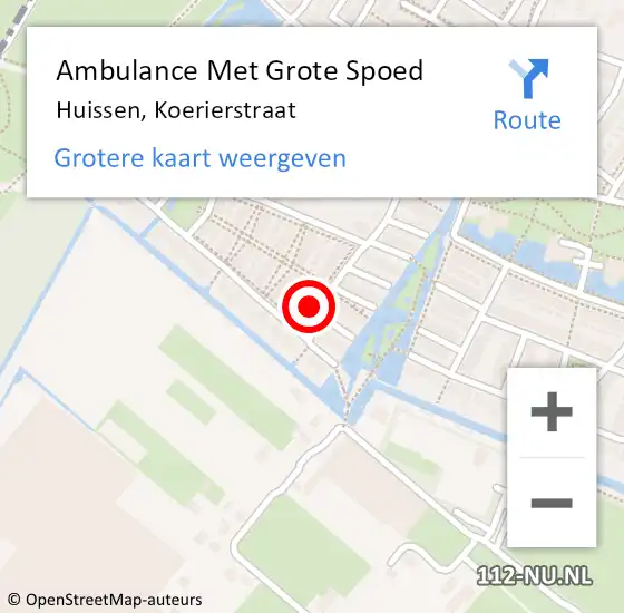 Locatie op kaart van de 112 melding: Ambulance Met Grote Spoed Naar Huissen, Koerierstraat op 24 maart 2017 21:10