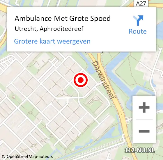 Locatie op kaart van de 112 melding: Ambulance Met Grote Spoed Naar Utrecht, Aphroditedreef op 25 maart 2017 08:40