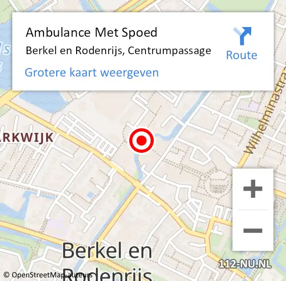 Locatie op kaart van de 112 melding: Ambulance Met Spoed Naar Berkel en Rodenrijs, Centrumpassage op 25 maart 2017 15:19