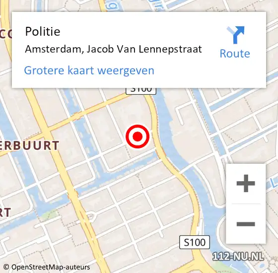 Locatie op kaart van de 112 melding: Politie Amsterdam, Jacob Van Lennepstraat op 25 maart 2017 16:06