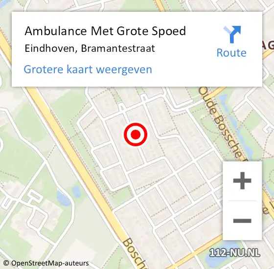 Locatie op kaart van de 112 melding: Ambulance Met Grote Spoed Naar Eindhoven, Bramantestraat op 25 maart 2017 18:40