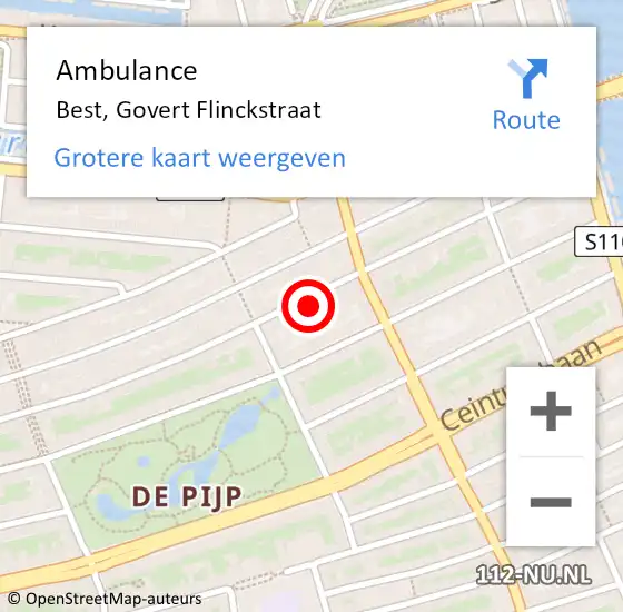 Locatie op kaart van de 112 melding: Ambulance Best, Govert Flinckstraat op 25 maart 2017 20:41