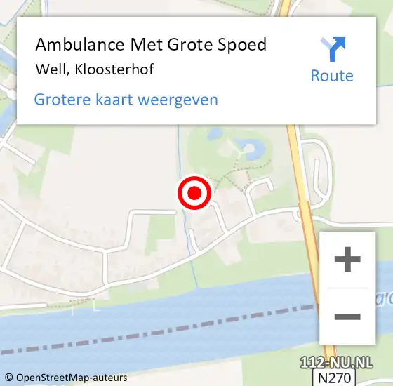 Locatie op kaart van de 112 melding: Ambulance Met Grote Spoed Naar Well, Kloosterhof op 26 maart 2017 08:40