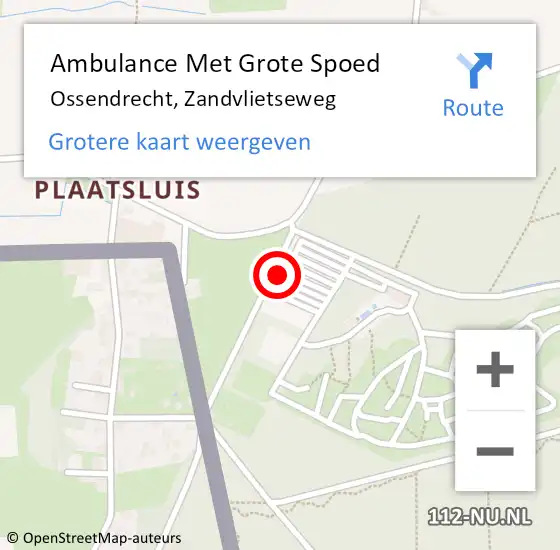Locatie op kaart van de 112 melding: Ambulance Met Grote Spoed Naar Ossendrecht, Zandvlietseweg op 26 maart 2017 09:02