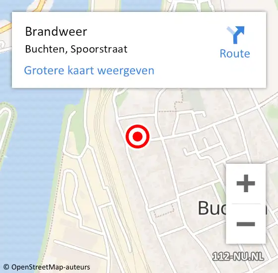 Locatie op kaart van de 112 melding: Brandweer Buchten, Spoorstraat op 26 maart 2017 16:00