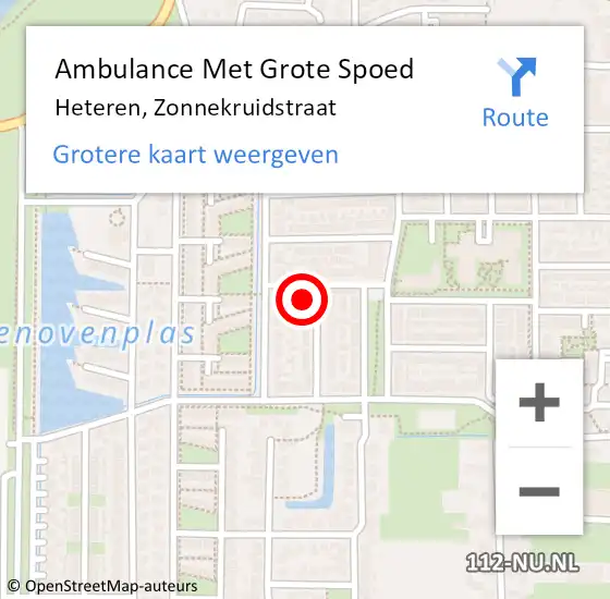 Locatie op kaart van de 112 melding: Ambulance Met Grote Spoed Naar Heteren, Zonnekruidstraat op 19 september 2013 11:59