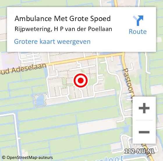 Locatie op kaart van de 112 melding: Ambulance Met Grote Spoed Naar Rijpwetering, H P van der Poellaan op 26 maart 2017 17:53