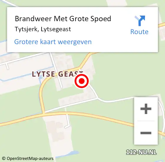 Locatie op kaart van de 112 melding: Brandweer Met Grote Spoed Naar Tytsjerk, Lytsegeast op 26 maart 2017 20:53