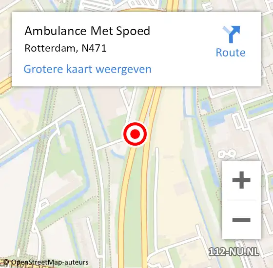 Locatie op kaart van de 112 melding: Ambulance Met Spoed Naar Rotterdam, N471 op 27 maart 2017 06:43