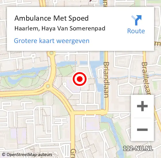 Locatie op kaart van de 112 melding: Ambulance Met Spoed Naar Haarlem, Haya Van Somerenpad op 27 maart 2017 08:31