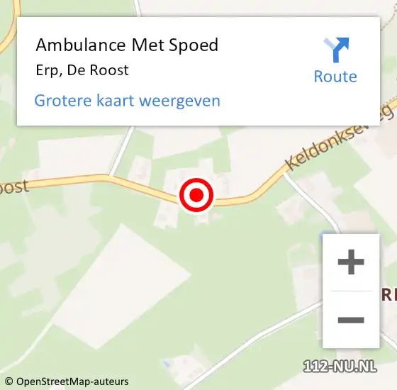 Locatie op kaart van de 112 melding: Ambulance Met Spoed Naar Erp, De Roost op 27 maart 2017 09:00