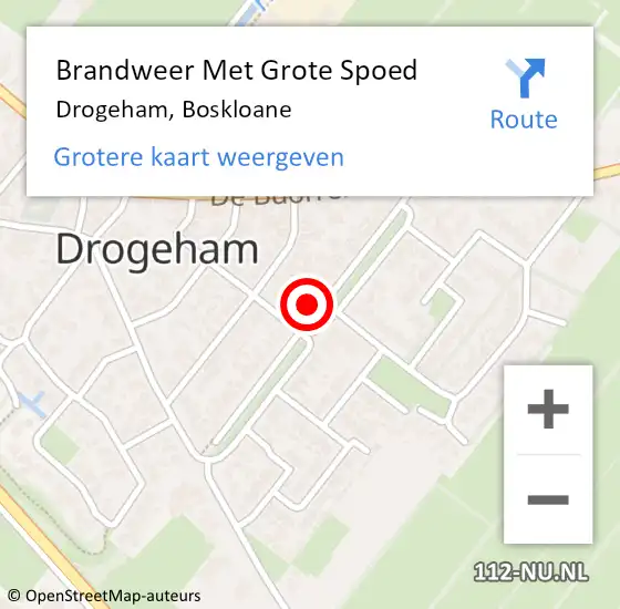 Locatie op kaart van de 112 melding: Brandweer Met Grote Spoed Naar Drogeham, Boskloane op 27 maart 2017 13:21