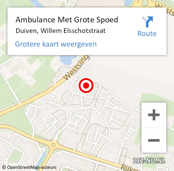Locatie op kaart van de 112 melding: Ambulance Met Grote Spoed Naar Duiven, Willem Elsschotstraat op 27 maart 2017 20:48