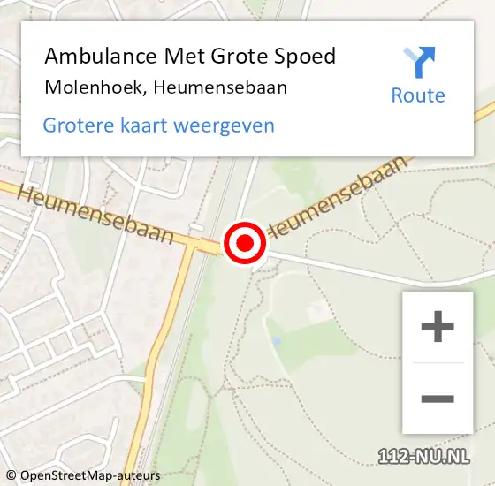Locatie op kaart van de 112 melding: Ambulance Met Grote Spoed Naar Molenhoek, Heumensebaan op 27 maart 2017 22:06
