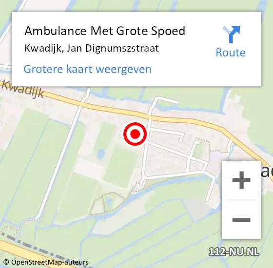 Locatie op kaart van de 112 melding: Ambulance Met Grote Spoed Naar Kwadijk, Jan Dignumszstraat op 27 maart 2017 23:50