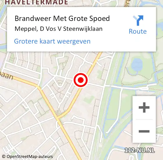 Locatie op kaart van de 112 melding: Brandweer Met Grote Spoed Naar Meppel, D Vos V Steenwijklaan op 28 maart 2017 05:42