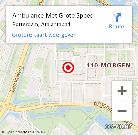Locatie op kaart van de 112 melding: Ambulance Met Grote Spoed Naar Rotterdam, Atalantapad op 28 maart 2017 07:41